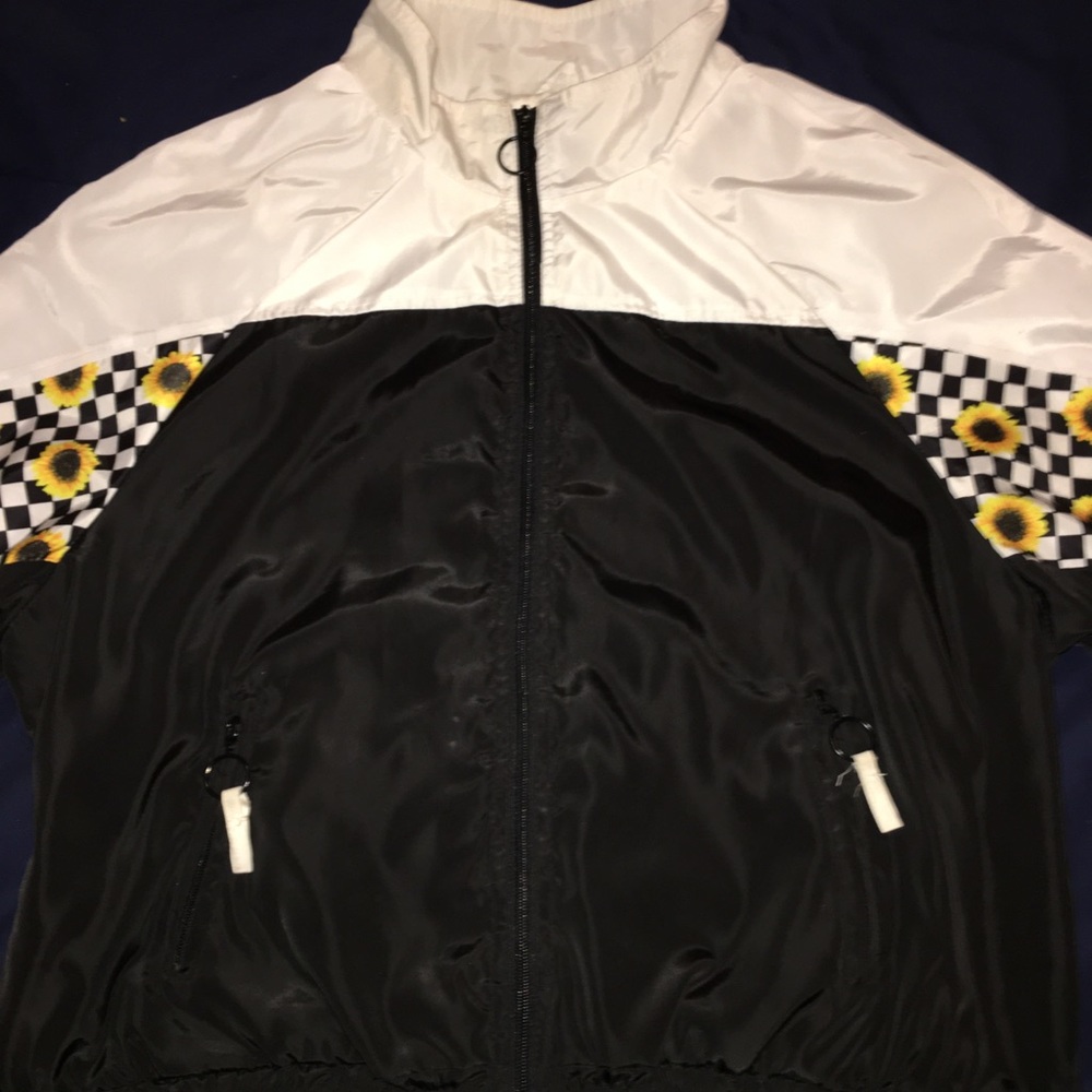 Plus Checker Print SunflowerColorblock Windbreaker